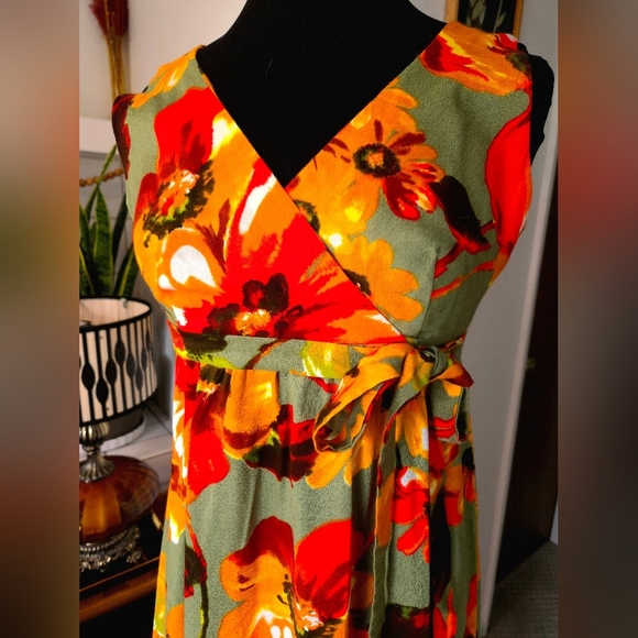 60s 70s Hawaiian Aloha Hale Kini Chez Jeanne Maxi Dress - Picture 2 of 5